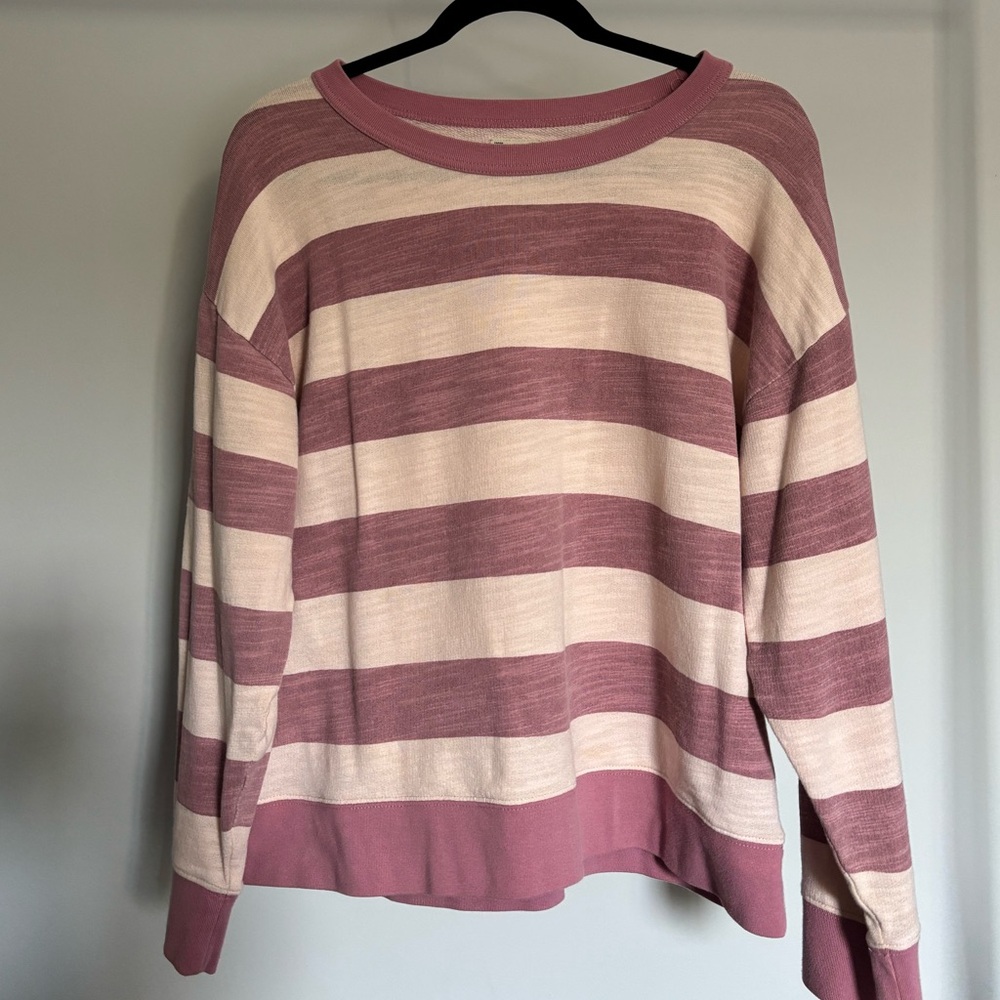 Vintage J. Crew Pink and Cream Striped Sweater